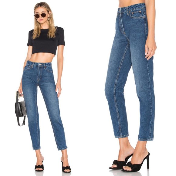 Free People Denim - Free People Mom Jeans in Dark Denim Size 30